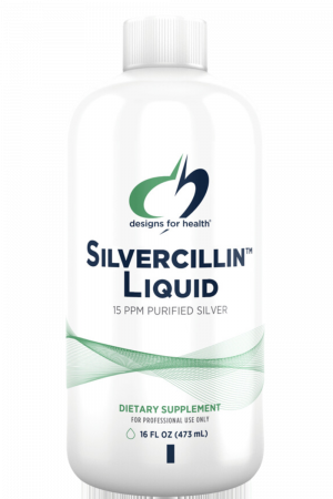 A bottle of Silvercillin Liquid dietary supplement.
