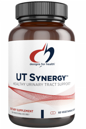 A bottle of UT Synergy dietary supplement.