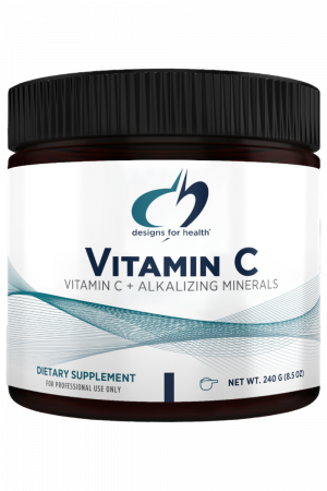A bottle of Vitamin C dietary supplement.