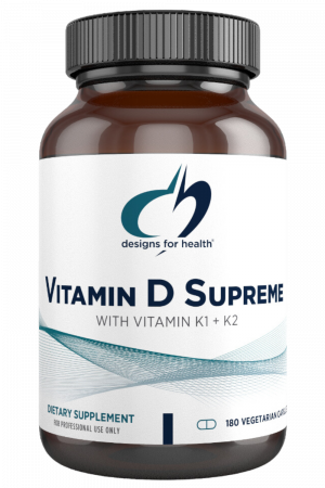 A bottle of Vitamin D Supreme dietary supplement.