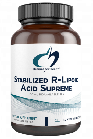 A bottle of Stabilized R-Kipoic Acid Supremedietary supplement.