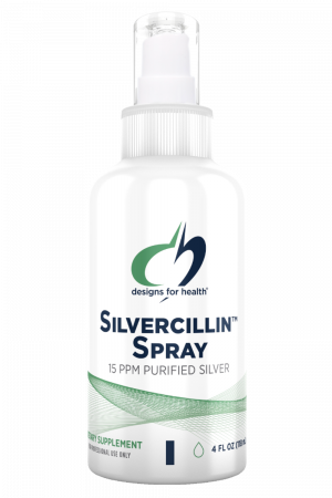 A bottle of Silvercillin Spray dietary supplement.