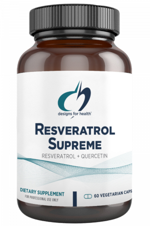 A bottle of Resveratrol Supreme dietary supplement.