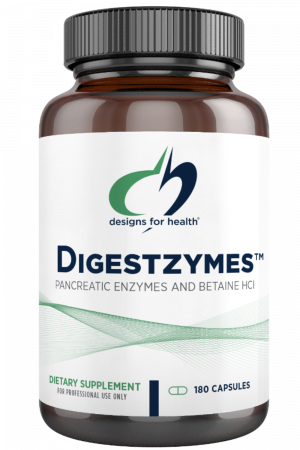 A bottle of Digestzymes dietary supplement.
