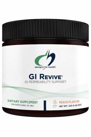 A bottle of GI Revive dietary supplement.