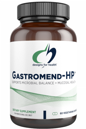 A bottle of Gastromend-HP dietary supplement.
