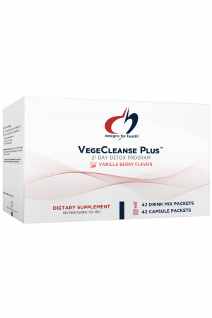 A box of VegeCleanse Plus dietary supplement.