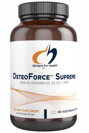 A bottle of OsteoForce Supreme dietary supplement.