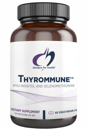 A bottle of Thyrommune dietary supplement.
