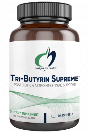 A bottle of Tri-Butyrin Supreme dietary supplement.