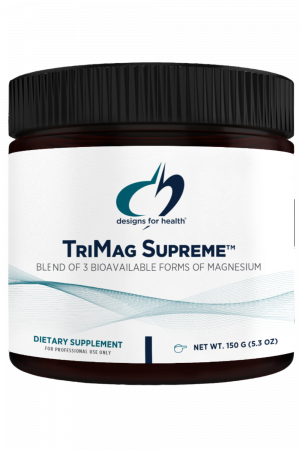 A bottle of TriMag Supreme dietary supplement.