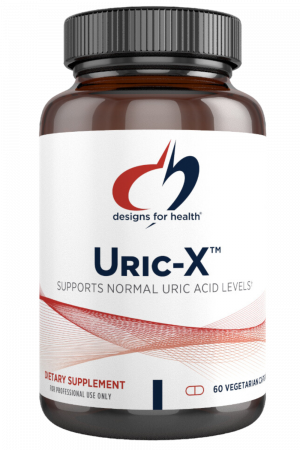 A bottle of Uric-X dietary supplement.