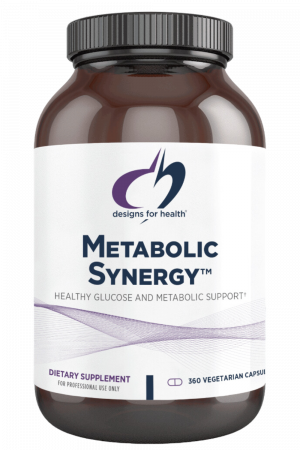 A bottle of Metaboliv Synergy dietary supplement.