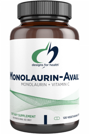 A bottle of Monolaurin-Avail dietary supplement.