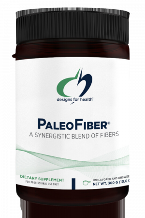 A bottle of PaleoFiber dietary supplement.