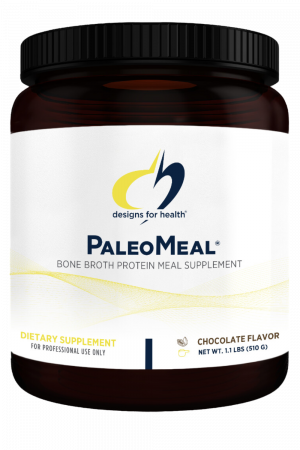 A bottle of PaleoMeal dietary supplement.
