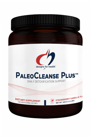A bottle of PaleoCleans Plus dietary supplement.