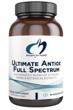 A bottle of Ultimate Antiox Full Spectrum dietary supplement.