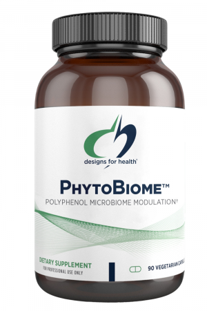 A bottle of PhytoBiome dietary supplement.