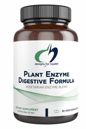 A bottle of Plant Enzyme Digestive Formula dietary supplement.