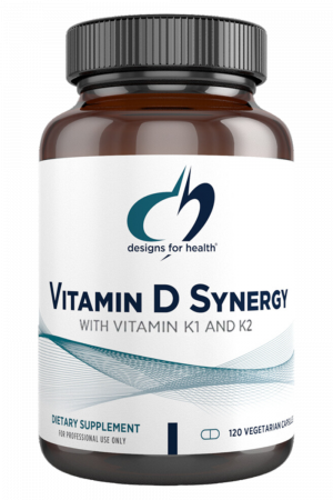 A bottle of Vitamin D Synergy dietary supplement.