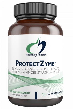 A bottle of ProtectZyme dietary supplement.