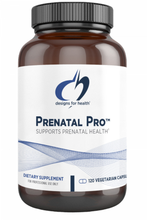 A bottle of Prenatal Pro dietary supplement.