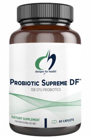 A bottle of Probiotic Supreme DF dietary supplement.